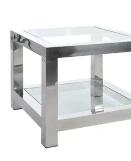 Konferenční stolky Stříbrný kovový okládací stolek se skleněnou deskou Luxx - 60*60*50cm J-Line by Jolipa 35515