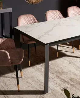Jídelní stoly Rozkládací jídelní stůl LITAI Dekorhome Černý mramor