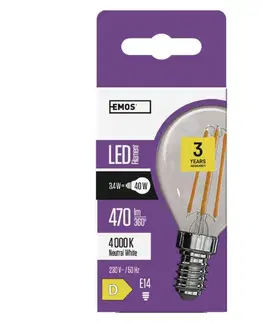 LED žárovky EMOS LED žárovka Filament Mini Globe / E14 / 3,4 W (40 W) / 470 lm / neutrální bílá ZF1221
