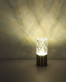 Stolní lampy Globo Nabíjecí stolní lampa LED Lunki, mosazná barva, výška 19 cm, CCT