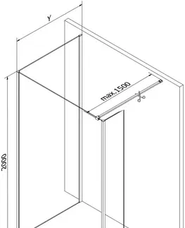 Sprchové zástěny MEXEN/S Kioto Sprchová zástěna WALK-IN 130 x 100 x 40 cm, transparent, černá 800-130-100-221-70-00-040