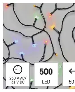 Vánoční řetězy a lamety EMOS LED vánoční řetěz Steny s časovačem 50 m barevný