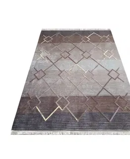 Skandinávské koberce Hnědý vzorovaný koberec ve skandinávském stylu Šířka: 80 cm | Délka: 150 cm