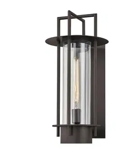 Moderní venkovní nástěnná svítidla HUDSON VALLEY venkovní nástěnné svítidlo CARROLL PARK kov/sklo bronz/čirá E27 1x13W B6812-CE