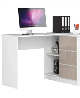 Psací stoly Ak furniture Rohový psací stůl B16 124 cm bílý/cappuccino pravý