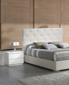 Luxusní a stylové postele Estila Manželská postel Chesterfield ANA s koženým čalouněním a prošívaným čelem 200 cm