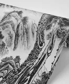 Samolepící tapety Samolepící tapeta čínská černobílá krajinomalba
