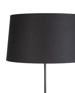 Stojaci lampy Stojací lampa černá s černým stínidlem nastavitelným 45 cm - Parte