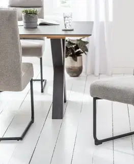 Luxusní jídelní židle Estila Industriální židle Galle s šedým čalouněním a kovovou konstrukcí