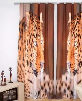 Luxusní hotové závěsy s potiskem 3D Hnědý stylový závěs s motivem geparda