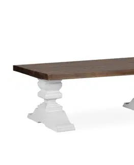 Designové a luxusní konferenční stolky Estila Luxusní rustikální konferenční stolek Blanc v bílo-hnědém provedení z masivního dřeva mindi 130cm