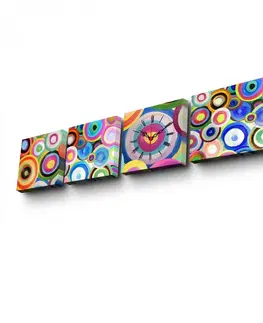 Hodiny Hanah Home Obrazové nástěnné hodiny Kruhy 42x63 cm vícebarevné