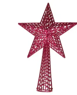 Vánoční dekorace Špička na stromeček Hvězda gravírovaná, 37 cm, růžová