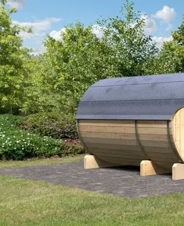 Sauny Venkovní finská sudová sauna 216 x 330 cm Dekorhome