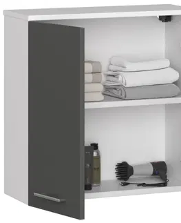 Koupelnový nábytek Ak furniture Závěsná koupelnová skříňka Fin 60 cm bílo-grafitová