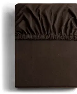 Prostěradla Bavlněné jersey prostěradlo s gumou DecoKing Amber čokoládové, velikost 180-200x200+30