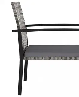 Zahradní židle Zahradní židle 2 ks polyratan / látka Dekorhome Černá