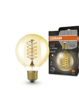 LED žárovky OSRAM LEDVANCE Vintage 1906 Globe 80 48 Filament DIM 7W 822 Gold E27 4099854090820