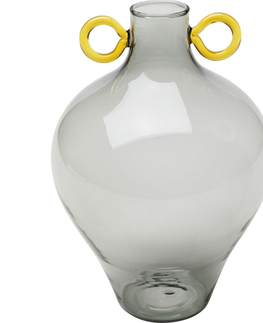 Skleněné vázy KARE Design Skleněná váza Amore Handle - šedá, 23cm