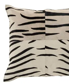 Dekorační polštáře Černo-bílý kožený polštář s výplní Zebra -  44*10*44cm J-Line by Jolipa 98262