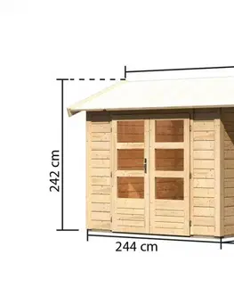 Dřevěné plastové domky Dřevěný zahradní domek THERES 3 s přístavkem Lanitplast Šedá