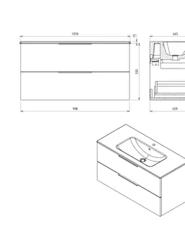 Koupelnový nábytek SAPHO CIRASA umyvadlová skříňka 99,8x52x46cm, dub alabama strip CR100-2322