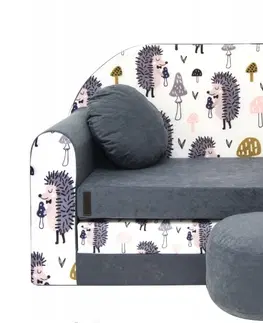 Dětské sedačky Šedá rozkládací pohovka pro děti 98 x 170 cm Veselý ježek