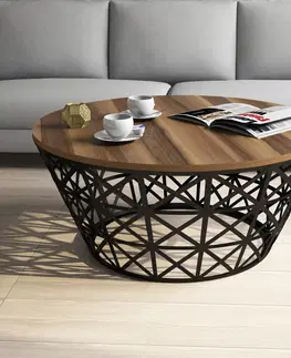 Konferenční stolky Kalune Design Konferenční stolek Ferforje 90 cm ořech/černý