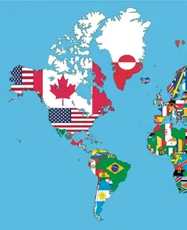 Tapety mapy Tapeta mapa světa s vlajkami