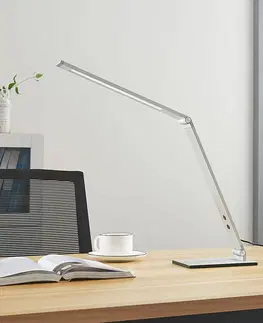 Stolní lampy kancelářské Lucande Hliníková stolní LED lampa Nicano se stmívačem