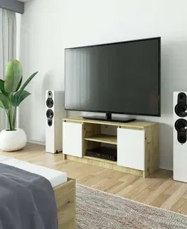 TV stolky Ak furniture TV stolek Tonon 120 cm dub artisan/bílý