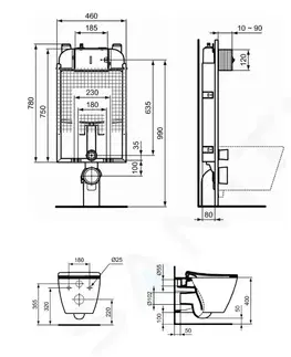 Záchody IDEAL STANDARD ProSys Set předstěnové instalace, klozetu a sedátka  Strada II, tlačítka Oleas M2, Aquablade, SoftClose, chrom mat ProSys80M SP98