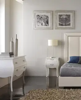 Luxusní a stylové postele Estila Moderní kožená postel Monica s elegantním prošívaným čelem krémové barvy 150-180cm