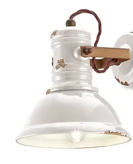 Nástěnná svítidla Ferroluce Keramická nástěnná lampa C1693 v bílém industriálním stylu