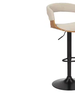 Luxusní barový nábytek Estila Designová retro otočná barová židle Norwich se světlým béžovým čalouněním a výškově nastavitelnou nohou 58 cm
