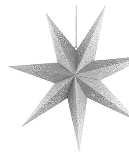 Interiérové dekorace EMOS Vánoční hvězda papírová závěsná se zlatými třpytkami ve středu, bílá, 60 cm, vnitřní DCAZ08