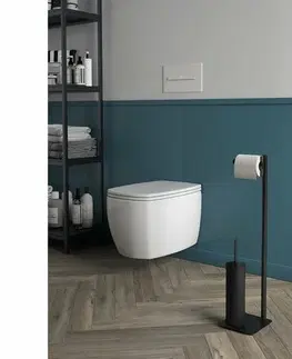 WC štětky GEDY 113214 Artu stojan s držákem na toaletní papír a WC štětkou, hranatý, černá mat 