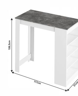 Jídelní stoly Barový stůl FERBL, bílá/beton