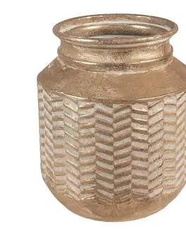 Dekorativní vázy Zlatá antik dekorativní plechová váza - Ø21*23 cm Clayre & Eef 6Y4966