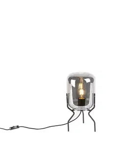 Stolni lampy Inteligentní designová stolní lampa černá s kouřovým sklem včetně WiFi A60 - Bliss