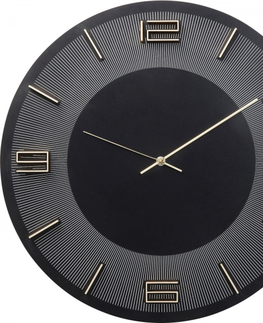 Nástěnné hodiny KARE Design Nástěnné hodiny Leonardo - černozlaté