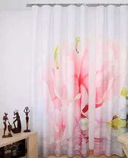 Luxusní hotové závěsy s potiskem 3D Bílé závěsy do okna s růžovým květem