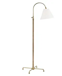 Stojací lampy na čtení HUDSON VALLEY stojací lampa CURVES NO. 1 ocel/textil staromosaz/bílá E27 1x40W MDSL503-AGB-CE