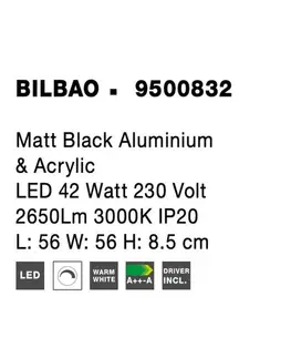 LED stropní svítidla NOVA LUCE stropní svítidlo BILBAO matný černý hliník a akryl LED 42W 230V 3000K IP20 stmívatelné 9500832