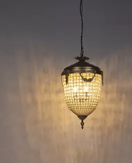 Zavesna svitidla Art Deco závěsná lampa krystal se zlatem 40 cm - Cesar