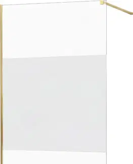 Sprchové zástěny MEXEN/S KIOTO Sprchová zástěna WALK-IN 090x200 cm 8 mm, zlatá, Transparent/matné sklo 800-090-101-50-35