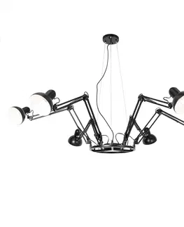 Zavesna svitidla Industriální závěsná lampa černá 6-ti světel nastavitelná - Hobby Spinne