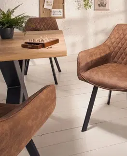 Luxusní jídelní židle Estila Moderní designová židle Ventura v hnědé barvě 59cm
