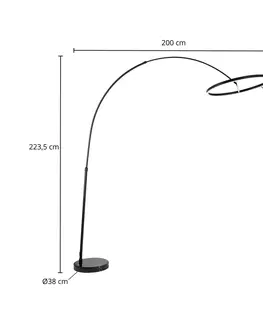 Obloukové lampy Lucande Lucande Virvera LED oblouková stojací lampa, černá