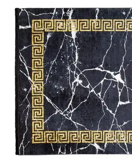 Moderní koberce Černý trendový koberec se zlatým geometrickým vzorem Šířka: 80 cm | Délka: 150 cm